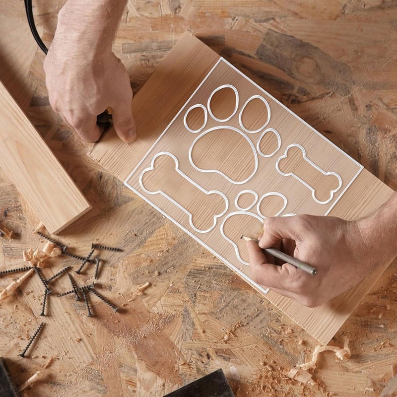 beinkmake Paw Print Router Template Dog Bones Acrylic Router Template for Woodworking Drawing Inlay Templates Charcuterie Board Decorative Templates - Image 3
